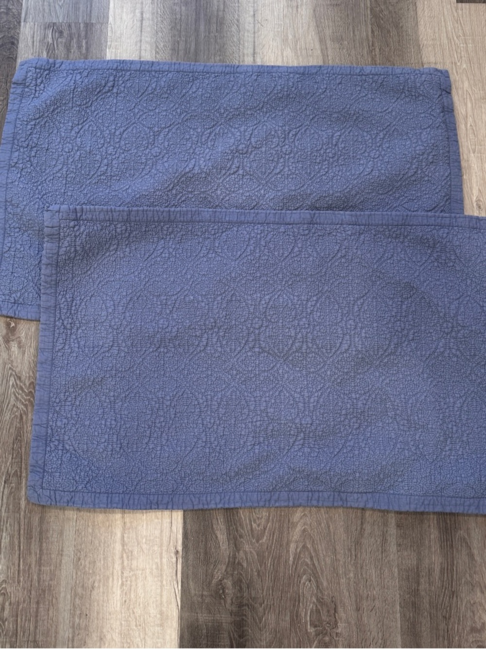 SFERRA Blue Quilted King Pillow Shams Pair Set of 2 Cotton